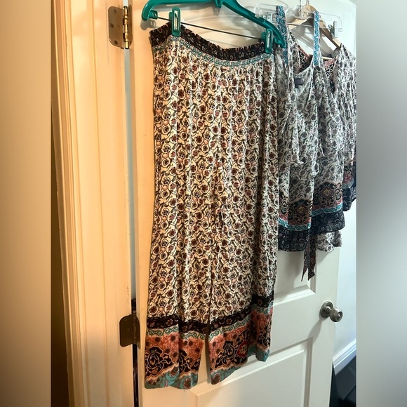 Hale Bob 3 piece outfit set pants tank top and 3/4 sleeve blouse size large - Picture 11 of 13